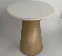 Open Box: Ansel Round Quartz Side Table (18") - White, Fog