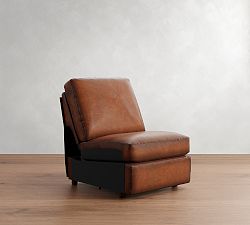 Open Box: Turner Leather Armless Chair - Burnished Saddle