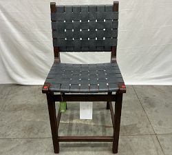 Open Box: Fenton Woven Leather Counter Stool (24") - Statesville Indigo, Coffee Bean