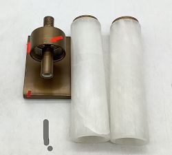 Open Box: Frances Alabaster Double Tube Sconce (22") - Tumbled Brass