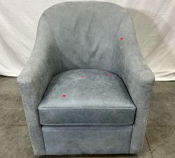 Open Box: Tillman Leather Swivel Armchair - Keystone Azure