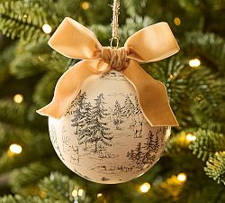 Toile Ornament with Bow