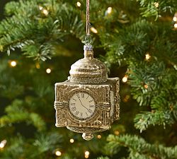 Gold Glitter Clock Ornament