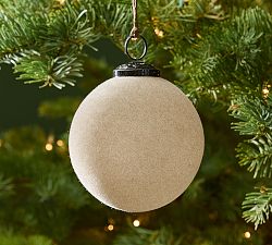 White Flocked Ball Ornament