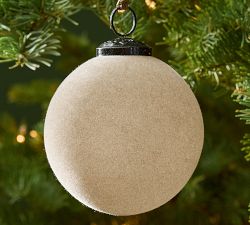 White Flocked Ball Ornament