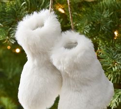 Furry White Boots Ornament