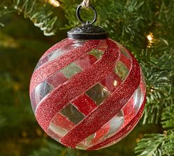 Glass Red Swirl Ornament