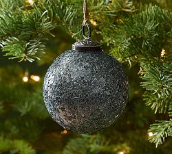 Navy Glitter Ball Ornament