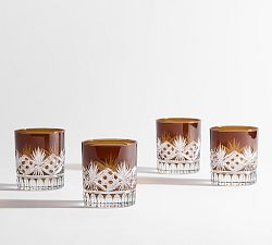 Antique Cut Glass Double Old Fashioned Glasses - Set of 4