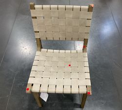 Open Box: Fenton Woven Leather Dining Side Chair - Statesville Pebble, Gray Wash Finish