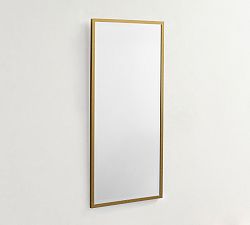 Open Box: Kensington Rectangular Slim Mirror, French Cleat Mount - Tumbled Brass