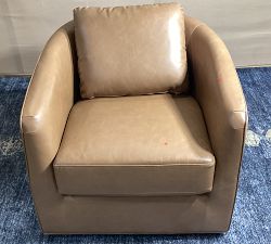 Open Box: Remmy Leather Petite Swivel Armchair - Churchfield Camel