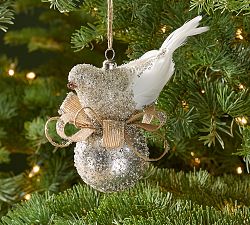 Glitter Glass Bird Ornament