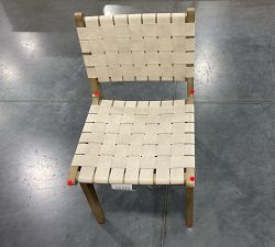 Open Box: Fenton Woven Leather Dining Side Chair - Statesville Pebble, Gray Wash Finish
