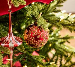 Beaded Glitter Floral Ball Ornament