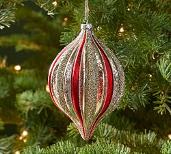 Red &amp; Gold Glitter Onion Ornament