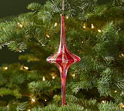 Red &amp; White Finial Glass Ornament