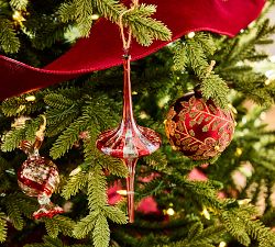 Red &amp; White Finial Glass Ornament