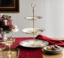 Vintage Christmas Stoneware Tiered Stand