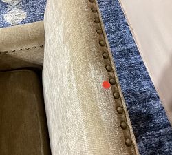 Open Box: Tyler Square Arm Upholstered Tall Armchair with Nailheads (37") - Performance Luxe Chenille Golden Wheat, Espresso