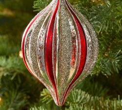 Red &amp; Gold Glitter Onion Ornament