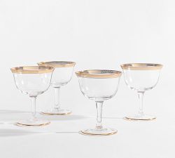 Gold Rim Coupe Glasses - Set of 4