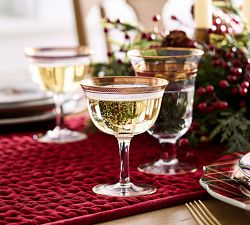 Gold Rim Coupe Glasses - Set of 4