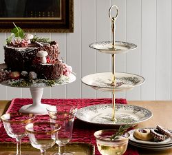 Vintage Christmas Stoneware Tiered Stand