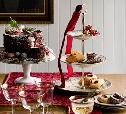 Vintage Christmas Stoneware Tiered Stand