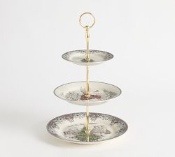 Vintage Christmas Stoneware Tiered Stand