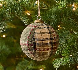 Plaid Olive Green Ornament