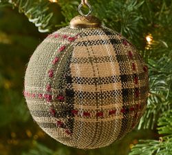 Plaid Olive Green Ornament