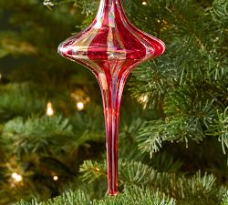 Red &amp; White Finial Glass Ornament