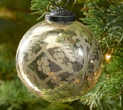 Silver Etched Fern Ornament