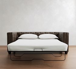 Chesterfield Square Arm Leather Sleeper Sofa (86")