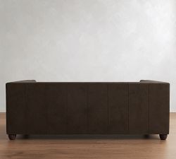 Chesterfield Square Arm Leather Sleeper Sofa (86")