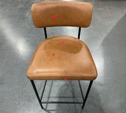Open Box: Maison Leather Counter Stool (24") - Vintage Caramel, Antique Bronze