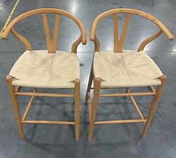 Open Box: Faith Dining Chair, Set of 2 - Natural Rush Seat, Natural Frame