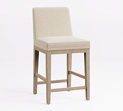 Open Box: Jake Armless Upholstered Counter Stool (26.5"H) - Performance Boucle Oatmeal, Seadrift Legs