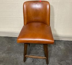 Open Box: Layton Leather Swivel Stool (25.5"H) - Legacy Dark Caramel, Vintage Amber Legs