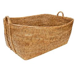 Open Box: Tava Handwoven Rattan Basket With Hoop Handles, Large (31"W x 14"H) - Natural