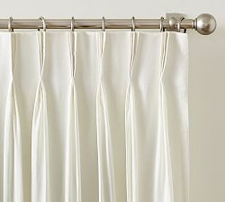 Open Box: Belgian Flax Linen Triple Pinch Pleat Blackout Curtain (50"W x 84"L) - Classic Ivory