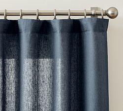 Open Box: Belgian Flax Linen Unlined Curtain (50"W x 108"L) - Midnight