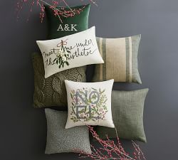 Meet Me Under The Mistletoe Embroidered Lumbar Pillow Cover