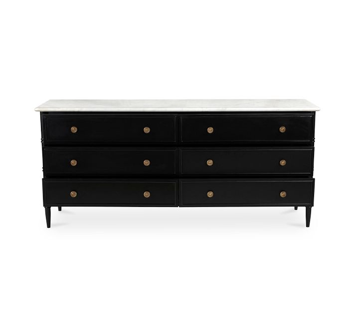 Pottery Barn Adrien Marble 6-Drawer Dresser (75")