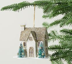 Light Up German Glitter House Ornament