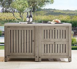 Abbott Outdoor Kitchen Acacia Two-Drawer &amp; Single-Door Cabinet (62")