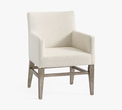 Classic Upholstered Dining Armchair with Stretcher