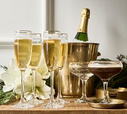Etched Gold Rim Champagne Flutes - Set of 4
