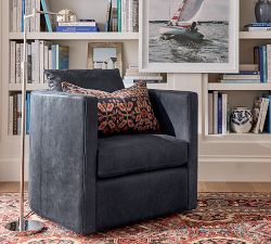 Ayden Barrel Arm Leather Swivel Chair